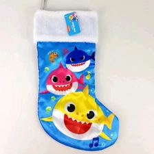Nickelodeon Pinkfong Yellow Blue Pink Baby Shark Christmas Stocking 18"
