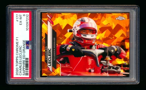 2020 Topps Chrome Sapphire F1 #177 Charles Leclerc Orange Refractor #20/25 PSA 6