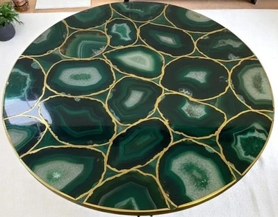 2' Agate Table Top Dining Coffee Center Agate Inlay Work Handmade Living Room