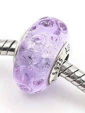 Original Pandora Charm "Wellenförmiger Murano Lavendel" 798875 Silber 925 Glas