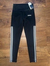 NWT ADIDAS HIGH RISE BLACK WHITE STRIPE 7/8 LEGGINGS SMALL