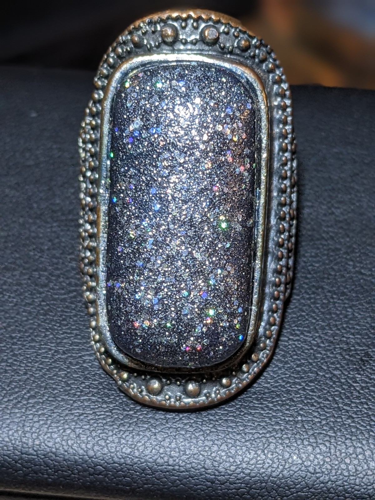 Large Blue Druzy Statement Ring – Oversized Boho … - image 1