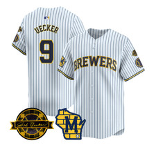 MEN Bob Uecker 9 All Stitched Jersey Navy, White, Cream