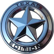 Texas Edition Star Chrome and Black Round 3" Shield Emblem Universal Stick On FI