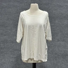 Venezia Shirt Womens 18/20 White Oversized Crewneck 3/4 Sleeve Cotton Israel