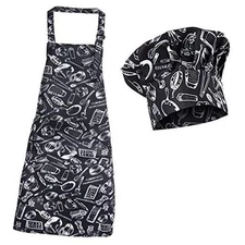 4Pack Chef Kitchen Aprons, Adjustable Waterproof Cooking Apron White and Black