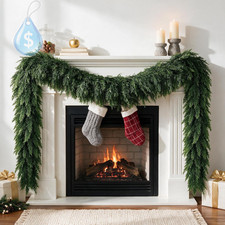 9FT Christmas Cedar Garland,Real Touch Soft Greenery Christmas Decorations
