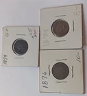 Lot Of 3 Indian Head Penny Cent 1874, 1876, 1878