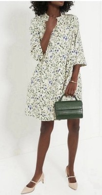 Tuckernuck Royal Floral Shirt Dress Lapis Iris Green Cream Boho Pocket Mini M