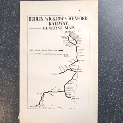 Original 1906 Railway map of Dublin Wicklow and Wexford Railway General Map