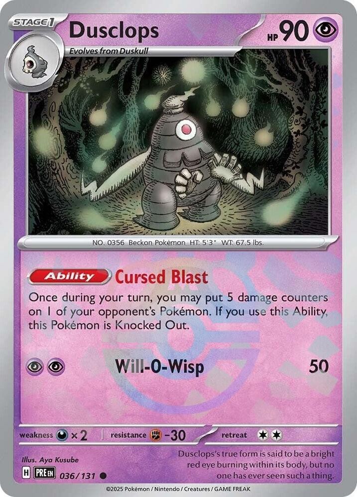 DUSCLOPS 036/131 PRISMATIC EVOLUTIONS POKEMON (MASTER BALL HOLO, NM)