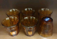Srt Of 6 - Duralex Picardie Glasses 6 3/4oz Amber - New Without Box 