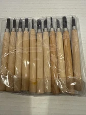 Vintage Wood Carving Tools Chisel Set 11 Pieces Wood Handles Unbranded