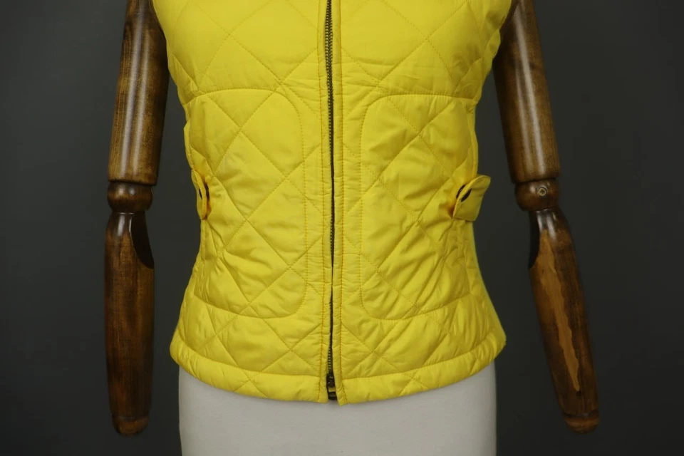 Chaleco acolchado Ralph Lauren deportivo amarillo bordado logotipo cuello falso cremallera completa talla M Foto 2 de 4