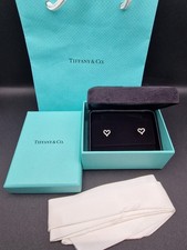 Tiffany & Co. 0.13ct Diamond Platinum 950 Hearts Stud Earrings full set 