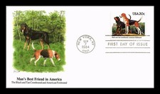 FIRST DAY COVER FLEETWOOD MAN'S BEST FRIEND BLACK & TAN COONHOUND AND FOXHOUND