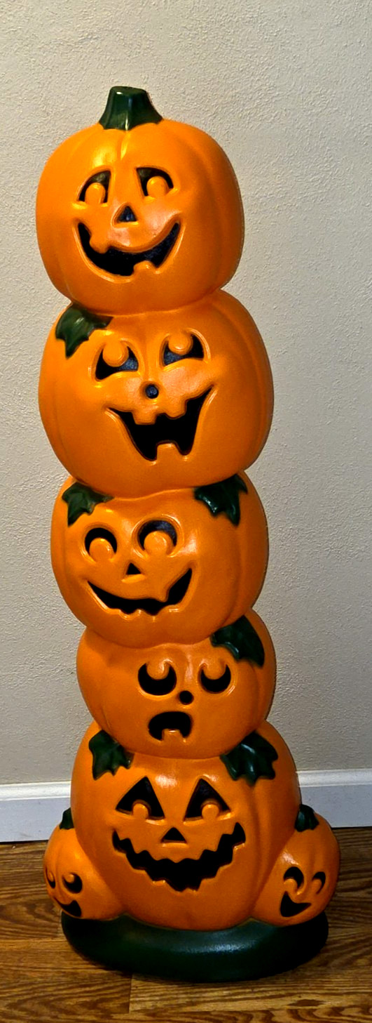 Blow Mold Halloween Pumpkin Stack Sunhill Lighted LED Bulb 38” Inches U.S.A NEW!