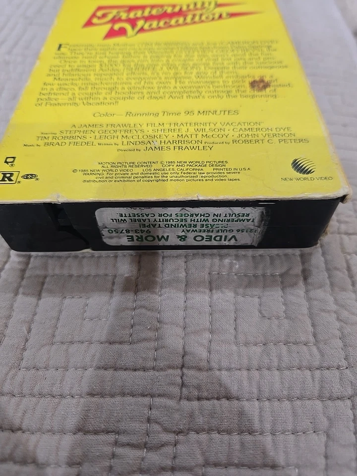 Fraternity Vacation VHS (Tim Robbins, Matt McCoy) New World Video 1985 - Image 3 of 4