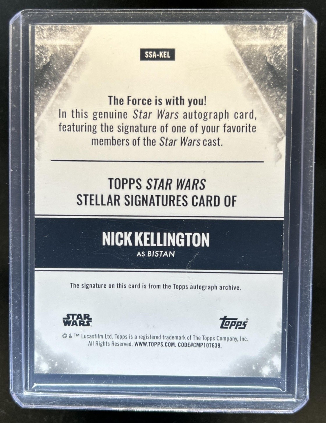 2025 Star Wars Smugglers Outpost Nick Kellington Bistan Stellar Auto #SSA-KEL view 2