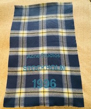 ACNE STUDIOS Cassiar tartan logo wool scarf 220cm x 70cm