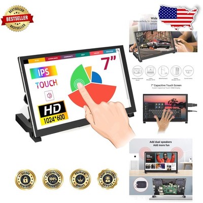 Raspberry Pi Monitor 7'' IPS HD 1024x600 Touchscreen with Stand & Speakers