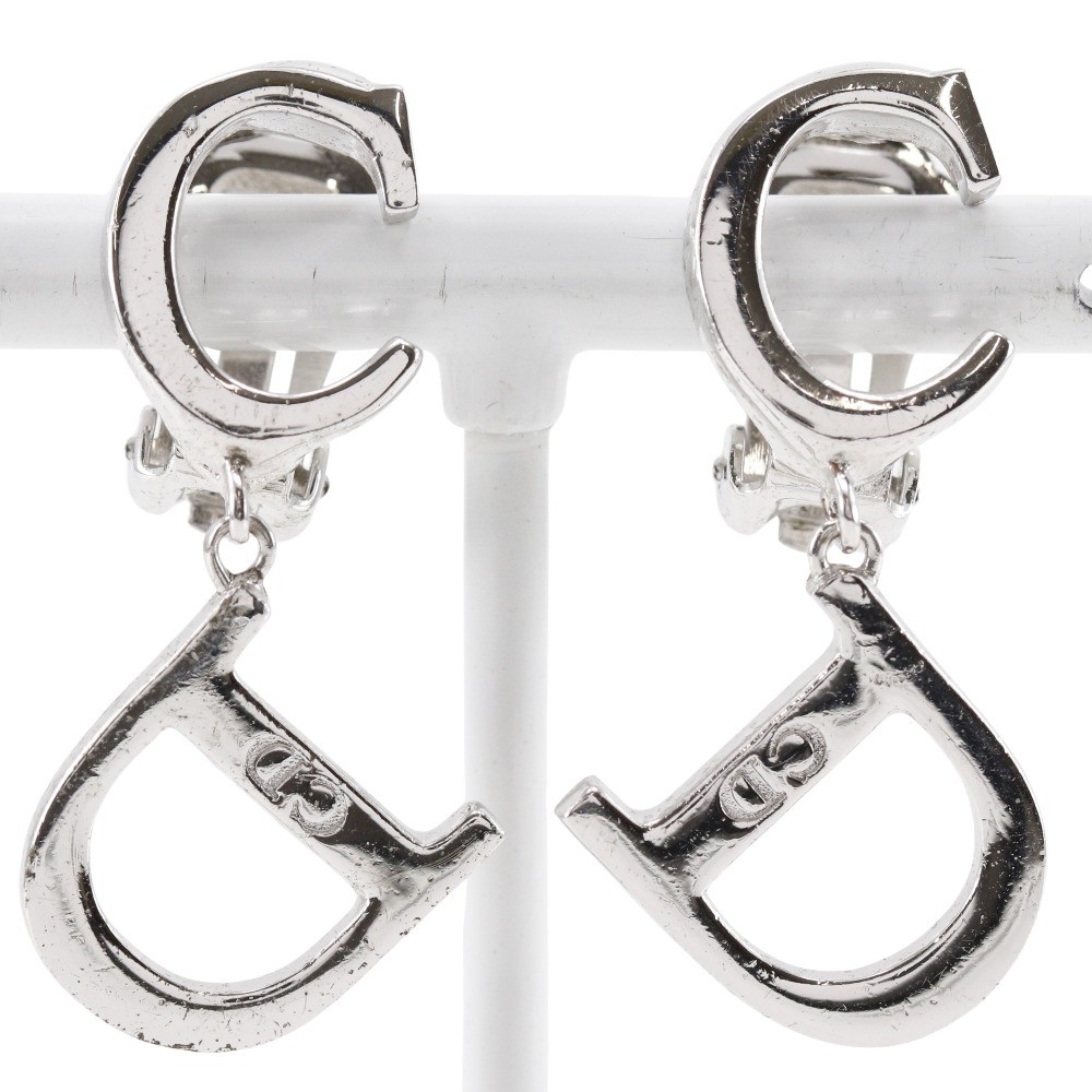 Christian Dior CD silver metal earrings for women approx 5.5g