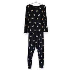 Kyte Baby Ghost Halloween Black Bamboo 2 Piece Pajamas Lounge Long Sleeve Set 5T