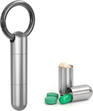 Titanium Keychain Pill Holder,Portable Mini Pill Case, Waterproof Small Pill Con