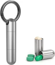 Titanium Keychain Pill Holder,Portable Mini Pill Case, Waterproof Small Pill Con
