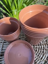 Image of 10 x Plant Pots 10cm/4” Flower Pots.Recycled Plastic. Free Postage. Grow Ur Own