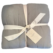 The Citizenry Organic Cotton Gauze Quilt Full/Queen DARK GRAY 100% Turkish NWT