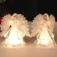 Light up Angels Figurines 2-Pack with Fiber Optic Wings, Battery-Operated Christ