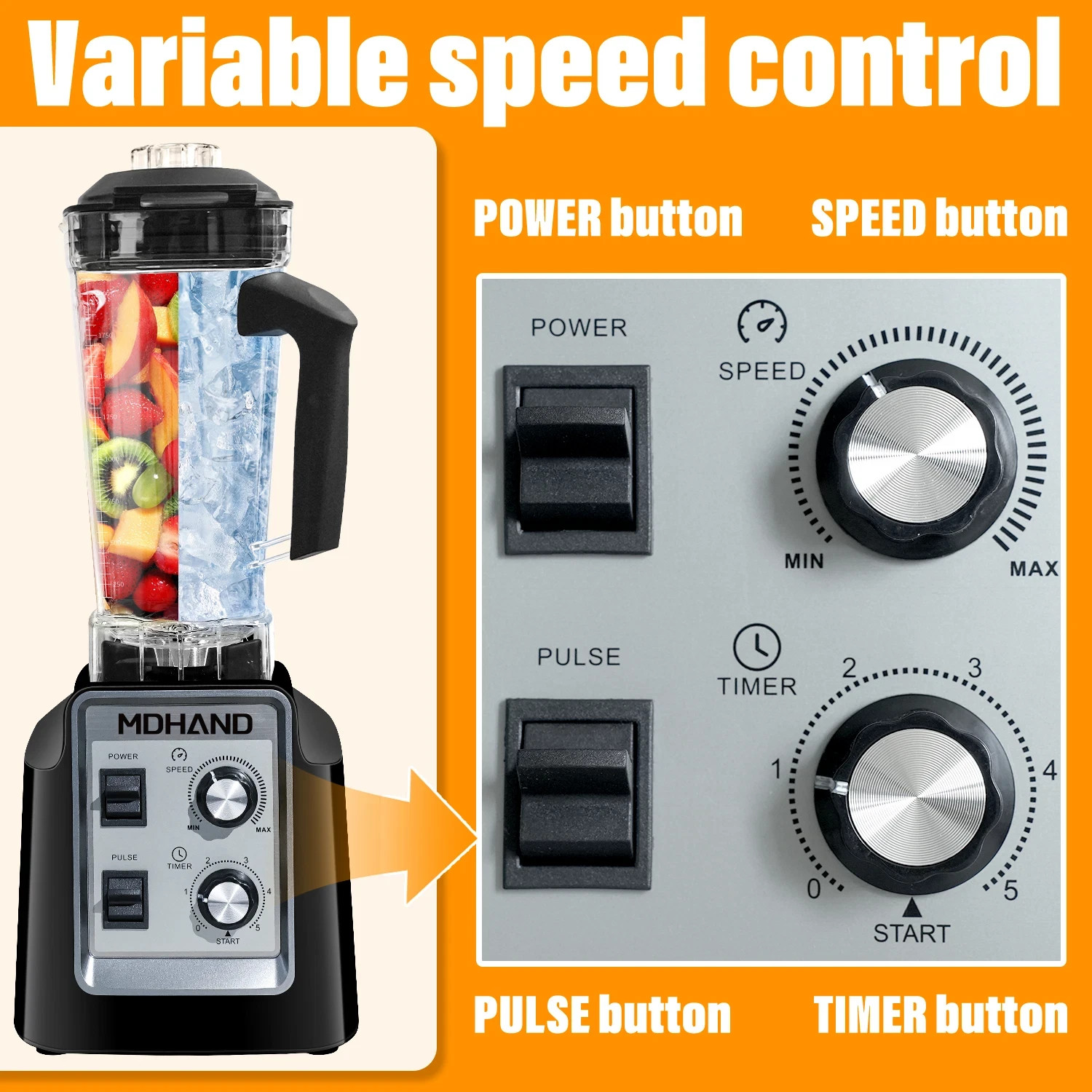 2200W Kitchen Blender with 68Oz Pitcher and 20Oz Cup for Smoothies Ice Crushing