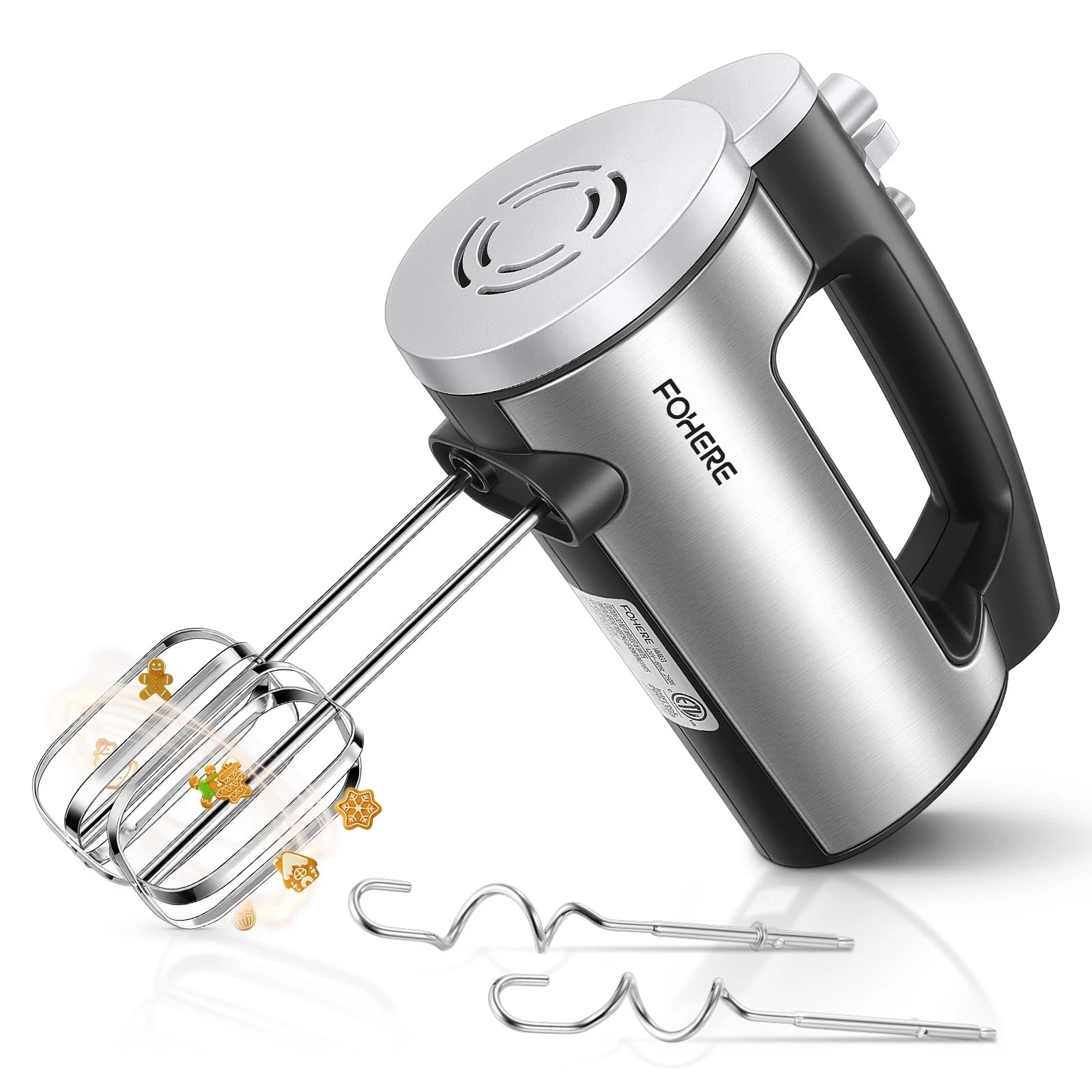 Hand Mixer Handheld, 6 Speed & Turbo Mixer, 300W Handheld Mixer with 2 Stainl...