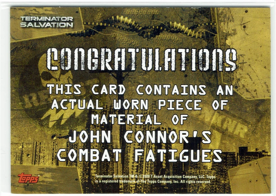 Terminator Salvation Authentic Movie Memorabilia John Connor's Combat Fatigues - Image 2 of 2