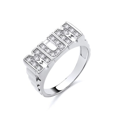 STERLINGSILBER CZ MUM RING UHRENARMBAND SCHULTERN RHODINIERT GRÖSSE K bis V