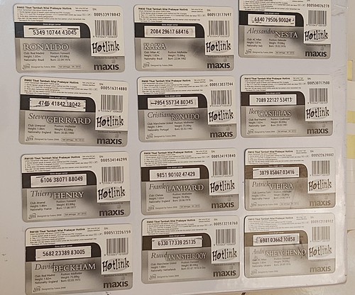 Vintage Used maxis prepaid card world cup players 12pcs - Picture 2 of 4