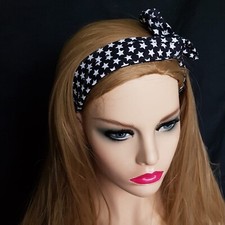 Fascia Per Capelli In Cotone Flessibile Rockabilly Retro Vintage Fatta A Mano