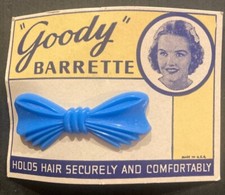 Classic 1950s Goody Barrette on Display Card - Blue Version New Old Stock