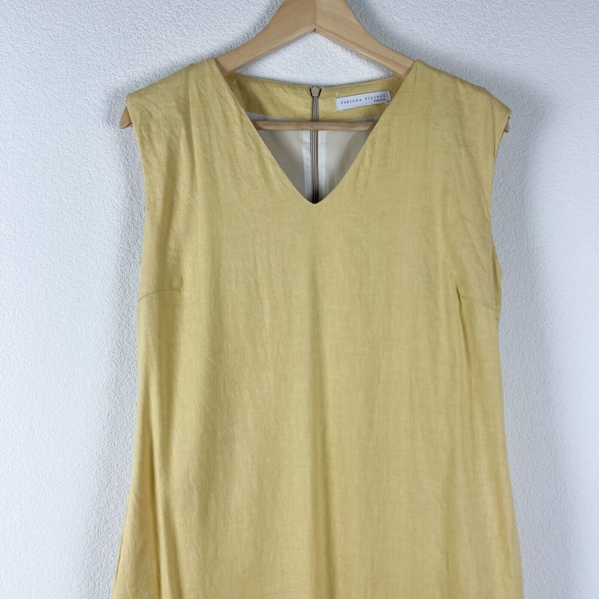 Fabiana Filippi Linen Blend Dress Womens XS Yellow Midi Sleeveless V-Neck Italy | eBay Fabiana Filippi Linen Blend Dress Womens XS Yellow Midi Sleeveless V-Neck Italy | eBay
