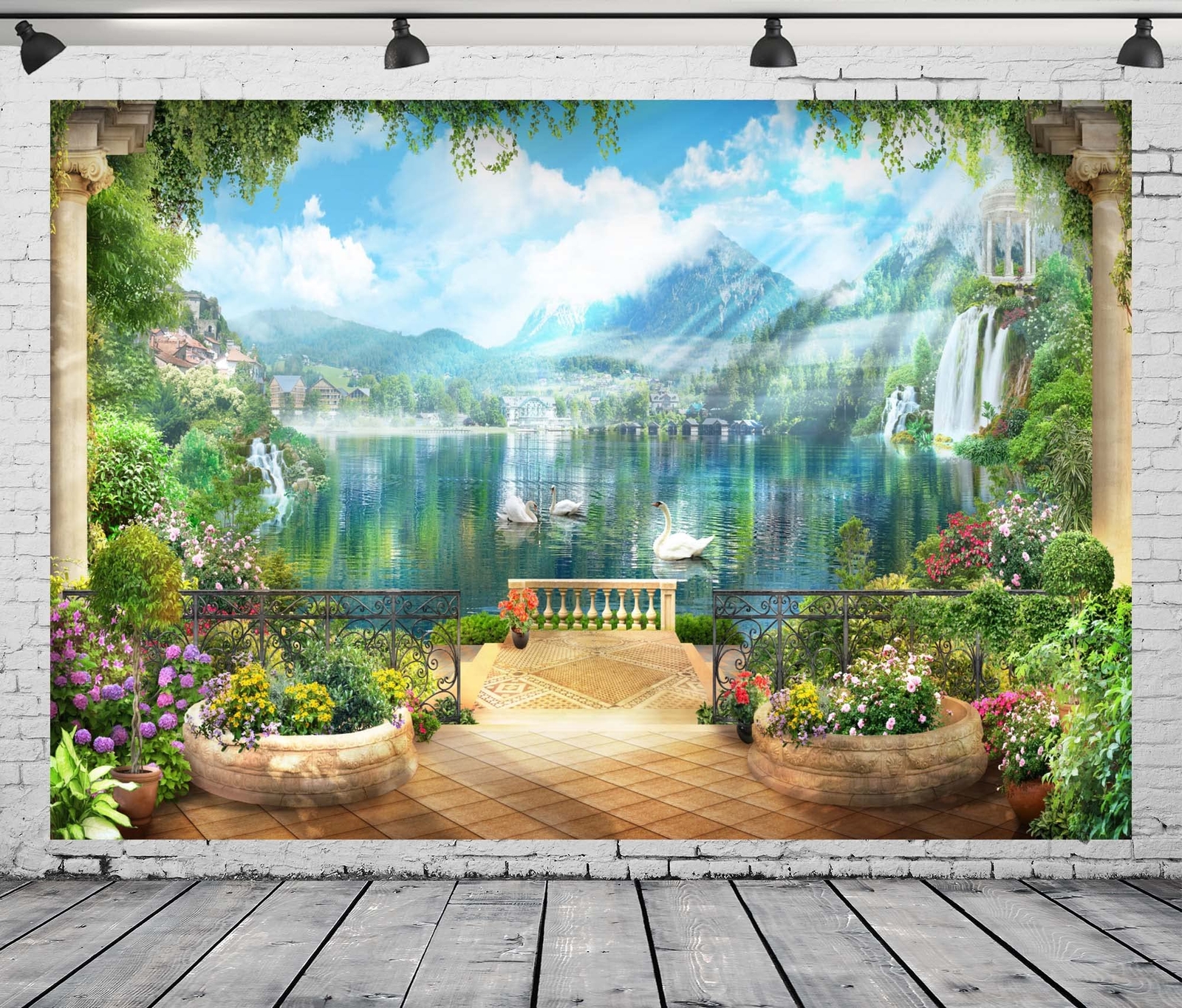 7x5ft Retro Garden Terrace Backdrop Balcony Scenery Photography Background Vi...
