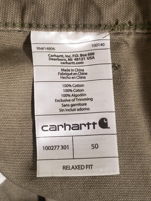 inc. Carhartt Men's Relaxed Fit Cargo Work Shorts Size 50x11 / **49x11