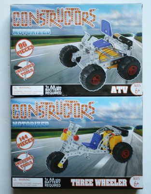 Lot of 2 CONSTRUCTORS Motorized 2015 ATV Kit 96 Pc. & Three Wheeler Kit 144 pc.