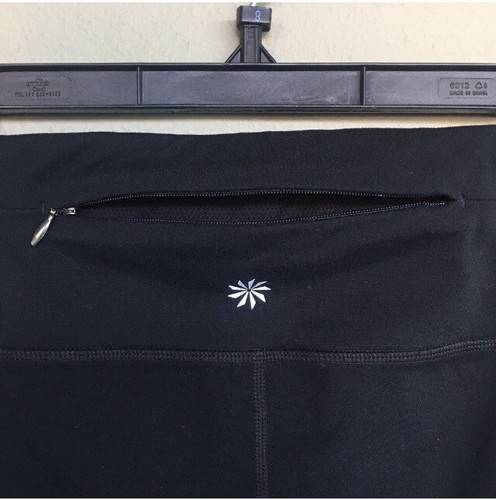 Athleta Black Floral Crop Leggings Small Relay 2.0 Orchid Stash Pocket Gym Yoga - Picture 10 of 12