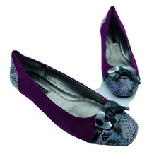 Bandolino Woundup Women Purple Snake Print Flat Shoe Size 6.5M Pre Owned