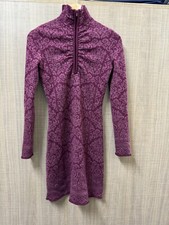 Athleta Burgandy Long Sleeve Turtleneck Sweater Dress With Zip Size XS
