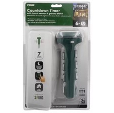 Prime 6 Outlet Outdoor Countdown Timer w/ Touch Sensor Photocell  Ground Stake