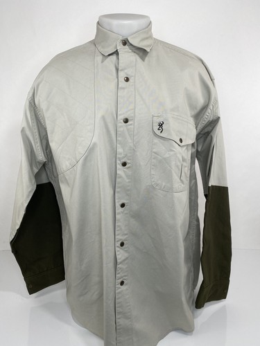 BROWNING SUPER NATURALS - Embroidered Snap Padded Shoulder Shooting L / XL Shirt