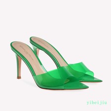 Summer Women's Open Pointed Toe Mules Slides Clear Party Sandals Shoes Slippers