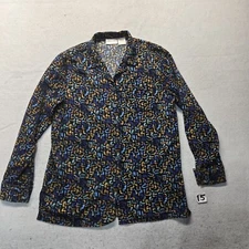 Christie & Jill Button Front Shirt Multicolor Geometric Long Sleeve Women's L